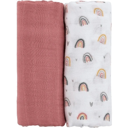 Ковдра з бамбукового мусліну Petite&Mars Misty Rose Rainbow 2в1, 120 х 120 см 2 шт: ціни та характеристики