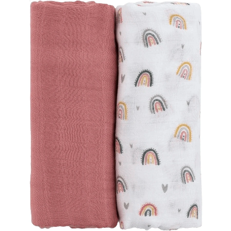 Ковдра з бамбукового мусліну Petite&Mars Misty Rose Rainbow 2в1, 120 х 120 см 2 шт: ціни та характеристики