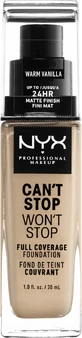 NYX Professional Makeup Професійний макіяж Can't Stop Won't Stop 24-годинний тональний крем з високим ступенем покриття - 6.3 Тепла ваніль 30 мл