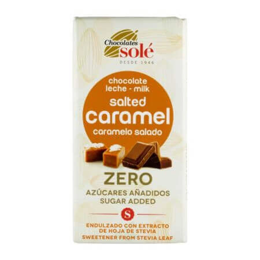 Молочний шоколад з солоною карамеллю, підсолоджений стевією, 100 г, Chocolates Sole: ціни та характеристики