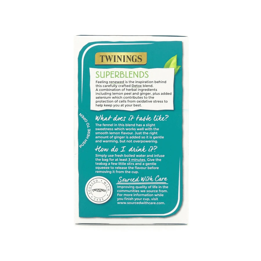 Фіточай Twinings Superblends Detox, фільтр- пакетик 2 г, 18 шт.: ціни та характеристики