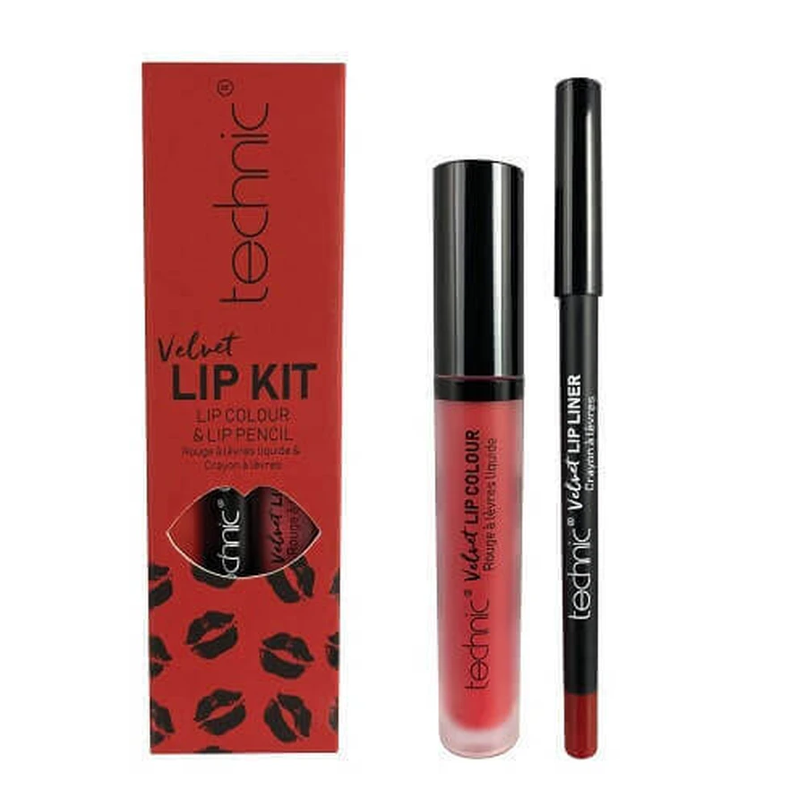 Набор помад и карандашей для губ, Technic, Velvet Lip Kit, Vintage Red: цены и характеристики