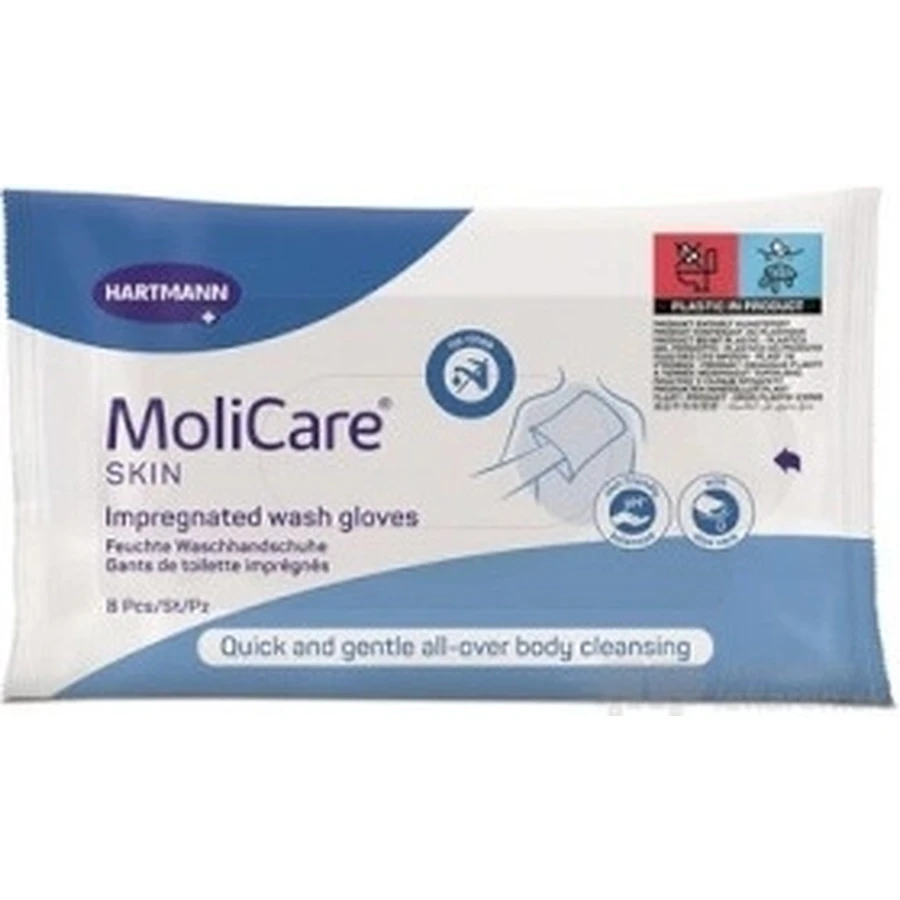MoliCare SKIN Пропитанные перчатки для стирки 1×8 шт, синий ассортимент: цены и характеристики