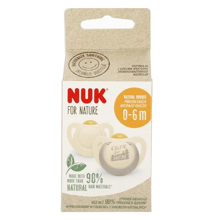 NUK For Nature, пустушка, латексна, анатомічна, сіра, 0-6 місяців, 2 шт.: ціни та характеристики