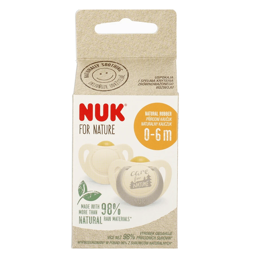 NUK For Nature, пустушка, латексна, анатомічна, сіра, 0-6 місяців, 2 шт.: ціни та характеристики