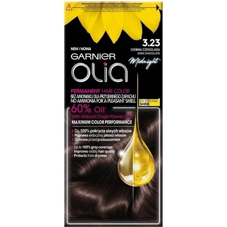 Garnier Olia стійка фарба для волосся 3.23 Темний шоколад набір 1×1, перманентна фарба для волосся: ціни та характеристики