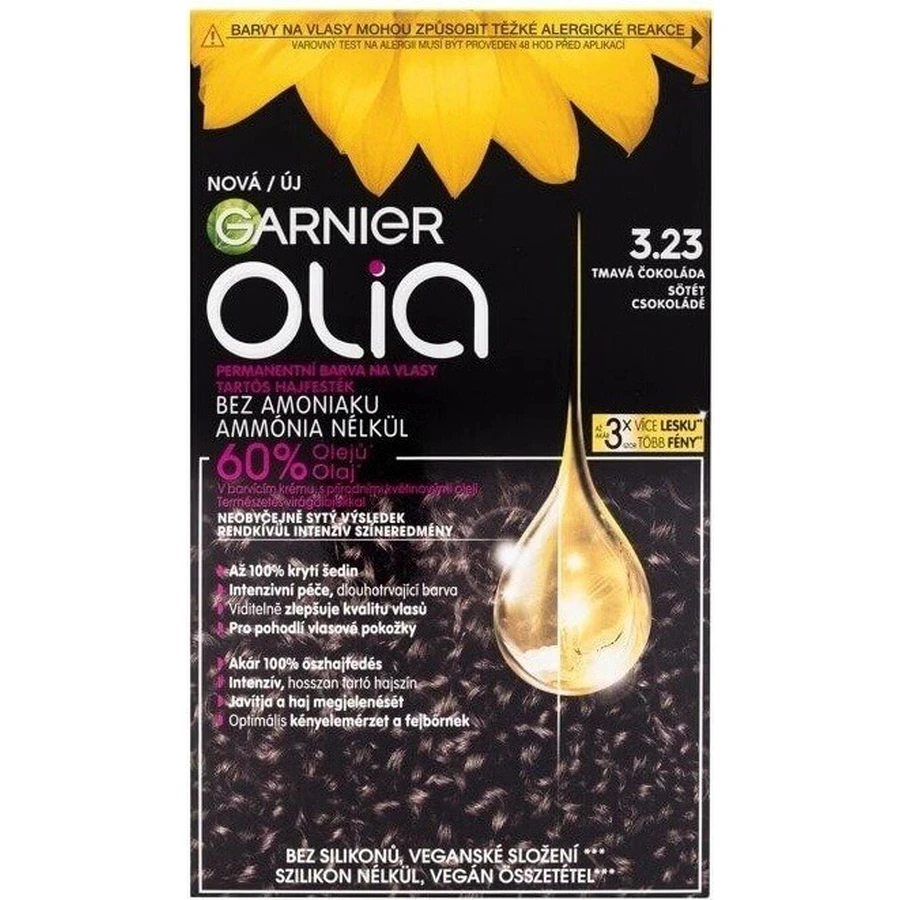 Garnier Olia стійка фарба для волосся 3.23 Темний шоколад набір 1×1, перманентна фарба для волосся: ціни та характеристики