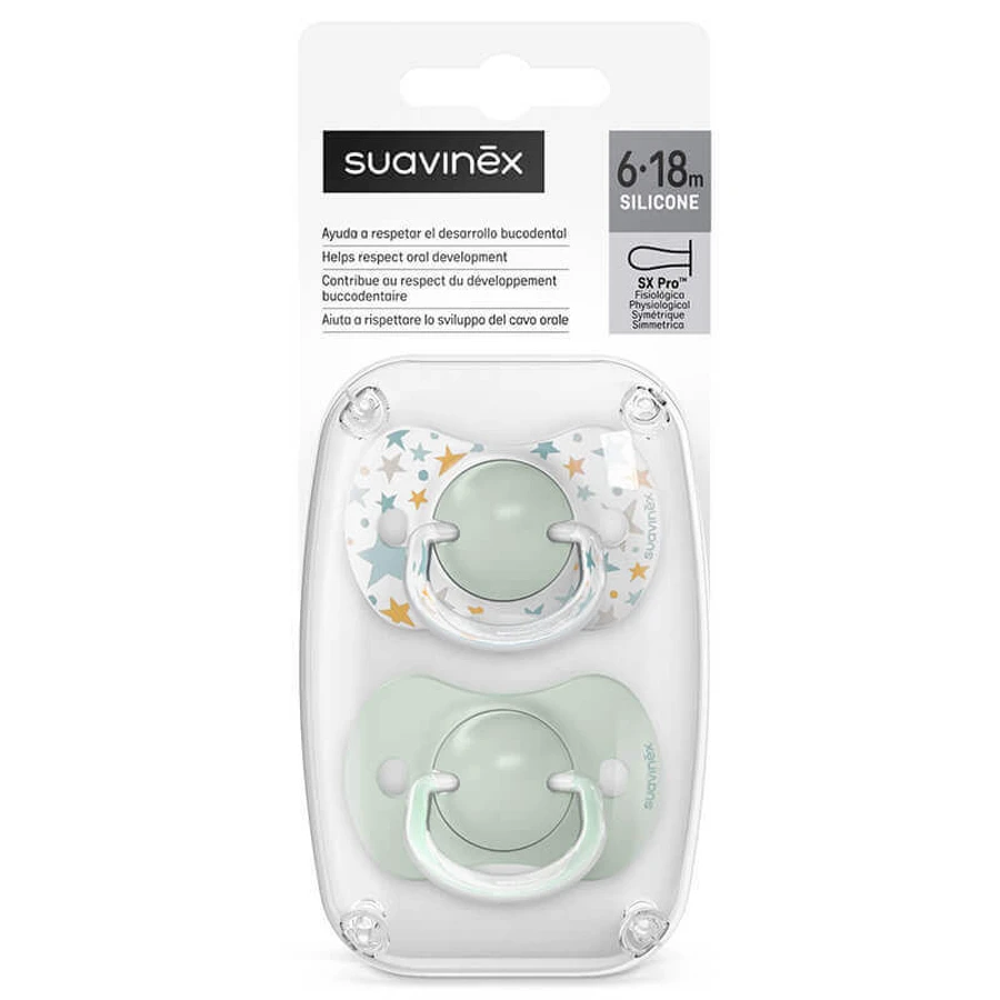 Suavinex Dreams SX Pro, физиологический манекен, силикон, зеленый, 6-18 месяцев, 2 штуки: цены и характеристики