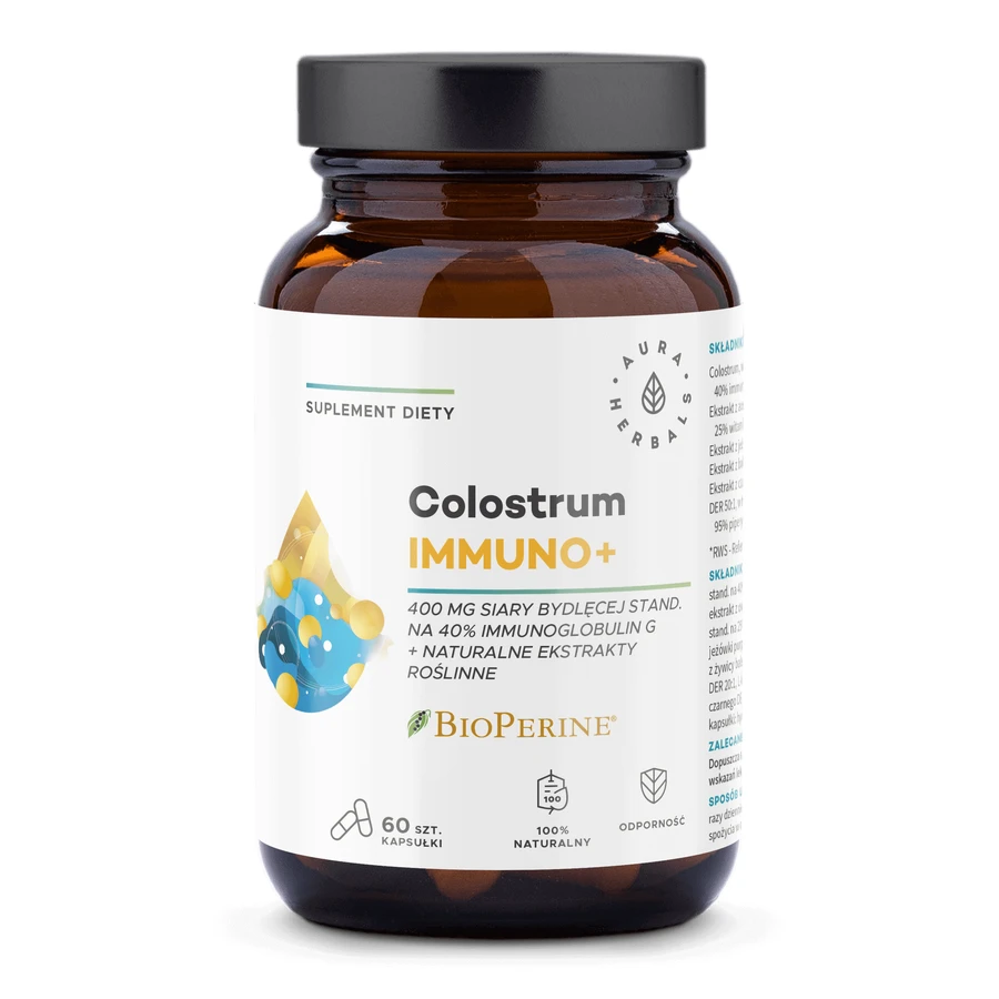 Aura Herbals Молозиво Імуно + Біоперин, 60 капсул: ціни та характеристики