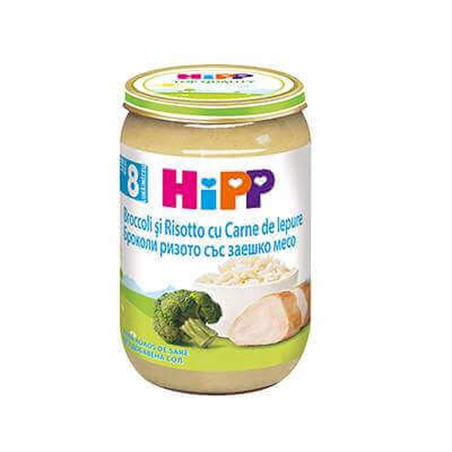 Пюре Hipp из брокколи, ризотто и мясо кролика, +8 месяцев, 220 г: цены и характеристики