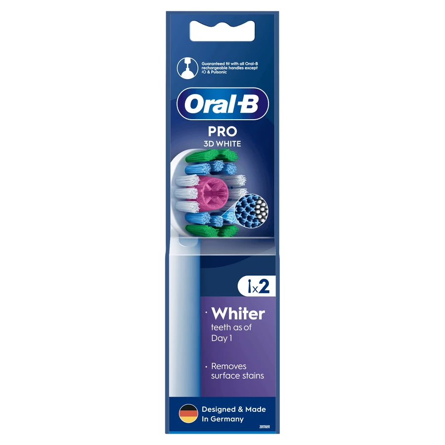 Oral-B Pro 3D White, сменные насадки со щетиной для электрической зубной щетки Clean Maximiser, 2 шт.: цены и характеристики