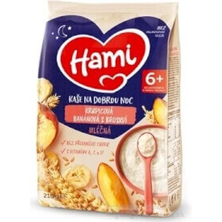 HAMI Mliena kaa манная каша банановая с персиком 1×210 г, манная каа: цены и характеристики