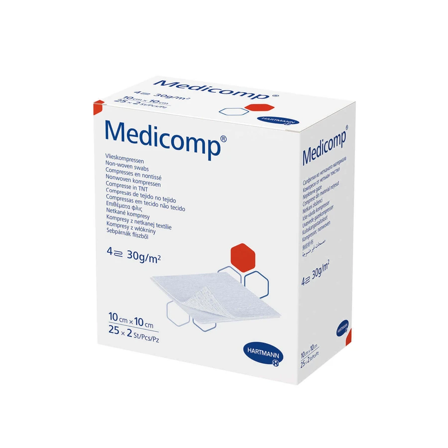 Medicomp, марлевые, нетканые компрессы, 4 слоя, 30 г/м2, 10 см х 10 см, 50 шт.: цены и характеристики
