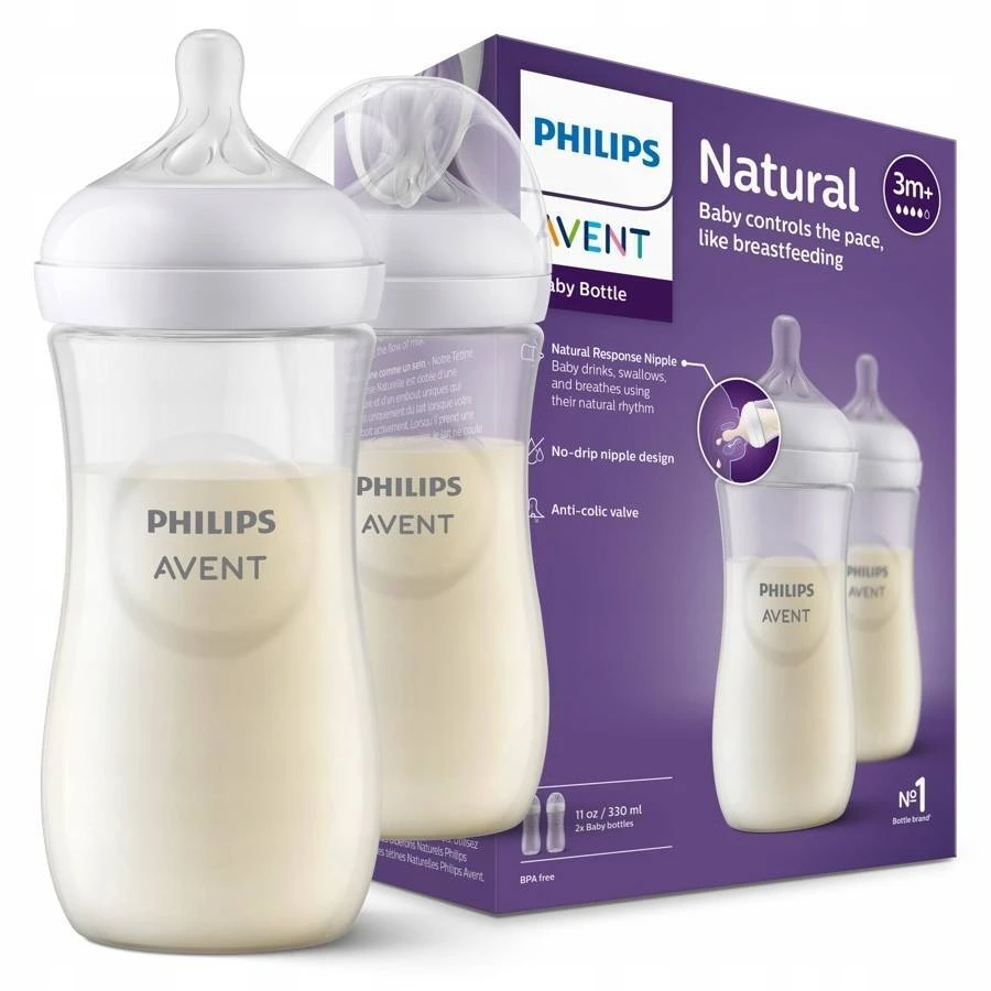 Philips AVENT Пляшечка Natural Response 330 мл, 3м+ 2 шт 1×2 шт, пляшечка: ціни та характеристики