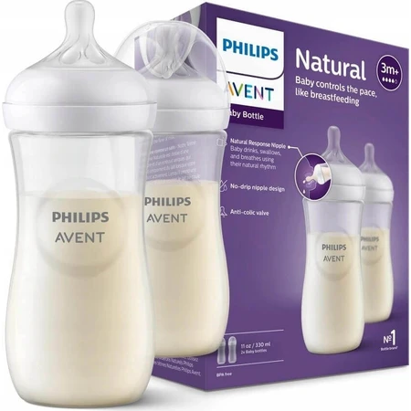 Philips AVENT Пляшечка Natural Response 330 мл, 3м+ 2 шт 1×2 шт, пляшечка: ціни та характеристики