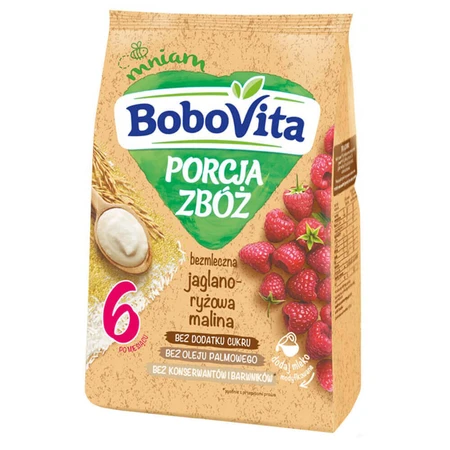 Каша BoboVita Porcja Zboó, малинова, безмолочна, без додавання цукру, після 6 місяців, 170 г: ціни та характеристики