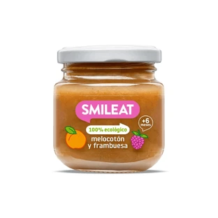Органическое пюре из персиков и малины, +6 месяцев, 130 г, Smileat