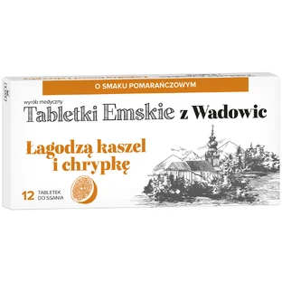 Таблетки Emskie z Wadowic, со вкусом апельсина, 12 пастилок