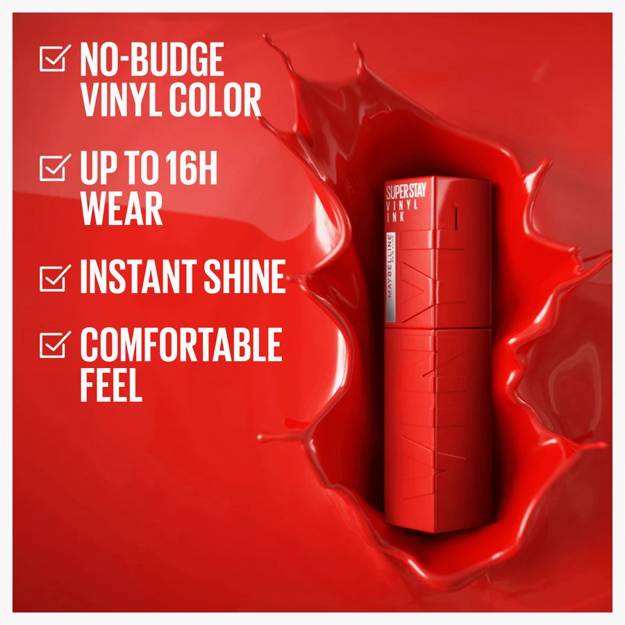 Maybelline New York New York Superstay Vinyl Ink 25 Red hot жидкая помада 4,2 мл: цены и характеристики
