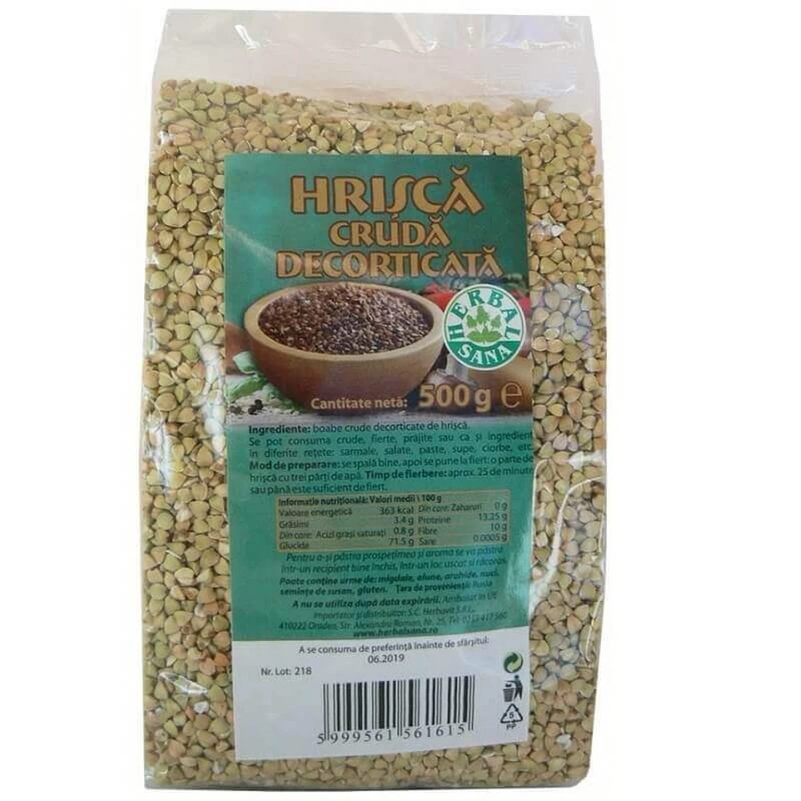Сырая шелушеная гречка, 500 г, Herbal Sana: цены и характеристики