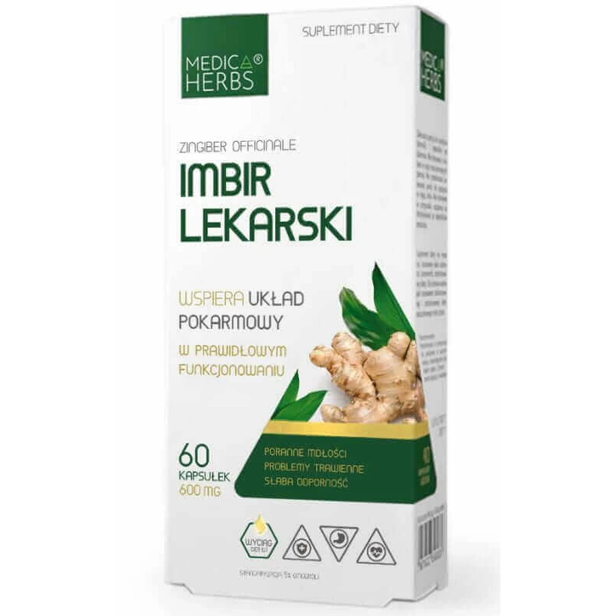 Имбирь лекарственный 600 мг 60 капсул Medica Herbs: цены и характеристики