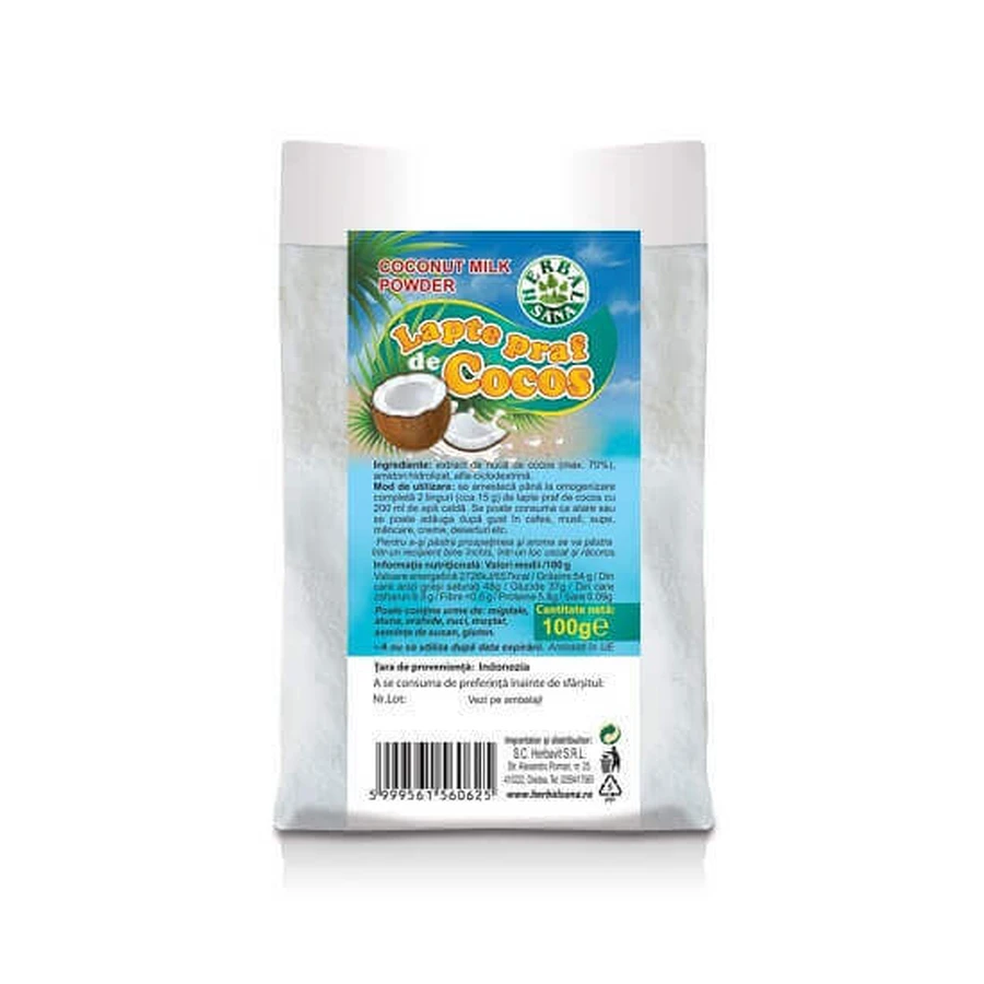 Кокосове молоко сухе, 100 г, Herbal Sana: ціни та характеристики