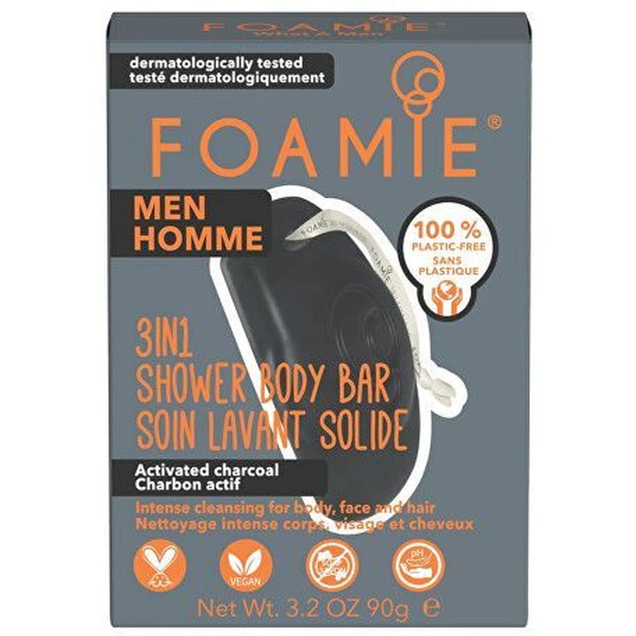Foamie What A Man 3в1 Body Bar, чоловічий догляд для душу для обличчя, тіла та волосся 90 г: ціни та характеристики