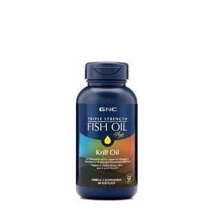 Gnc Triple Strength Fish Oil Plus Krill Oil, риб'ячий жир плюс олія криля, риб'ячий жир плюс олія криля, 60 капсул
