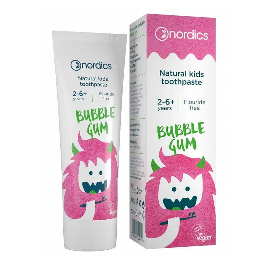 Детская натуральная зубная паста Bubble Gum, 50 мл, Nordics: цены и характеристики