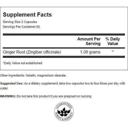 Імбир Корінь імбиру екстракт, 100 капсул, Swanson Health USA: ціни та характеристики