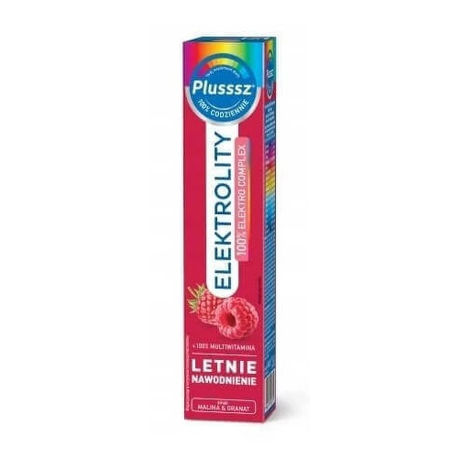 Електроліти Plusssz Electrolytes +100% Multivitamin Raspberry and Pomegranate, шипучі таблетки, №24: ціни та характеристики