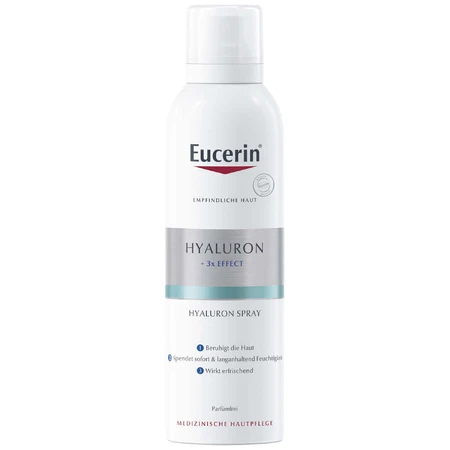 Eucerin Hyaluron + 3x Effect, зволожуючий і заспокійливий спрей для обличчя з гіалуроновою кислотою, 150 мл: ціни та характеристики