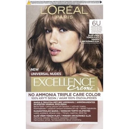 L'Oréal Paris Excellence Creme Universal Nudes перманентна фарба для волосся 6U Темний блонд 1×1 шт, колір волосся: ціни та характеристики