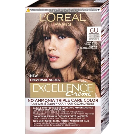 L'Oréal Paris Excellence Creme Universal Nudes перманентна фарба для волосся 6U Темний блонд 1×1 шт, колір волосся: ціни та характеристики