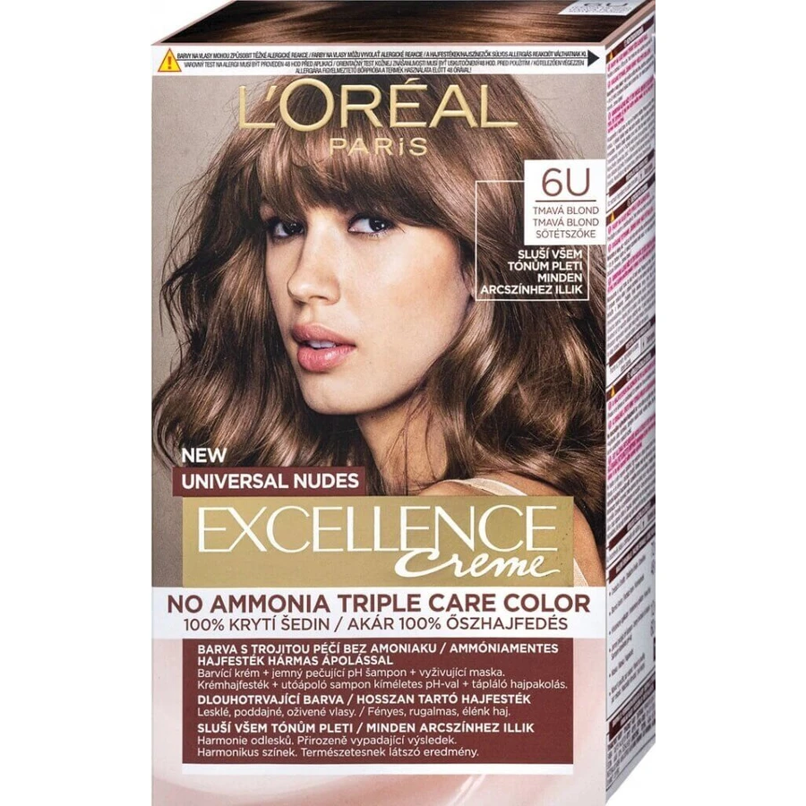 L'Oréal Paris Excellence Creme Universal Nudes перманентна фарба для волосся 6U Темний блонд 1×1 шт, колір волосся: ціни та характеристики