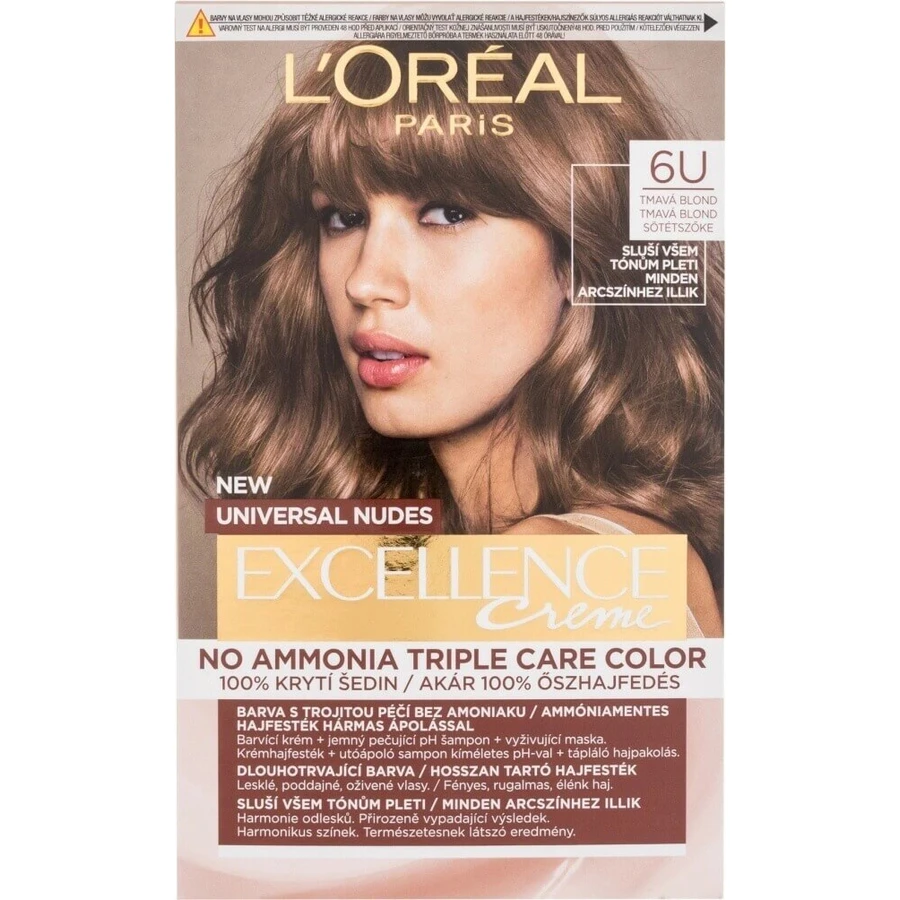 L'Oréal Paris Excellence Creme Universal Nudes перманентна фарба для волосся 6U Темний блонд 1×1 шт, колір волосся: ціни та характеристики
