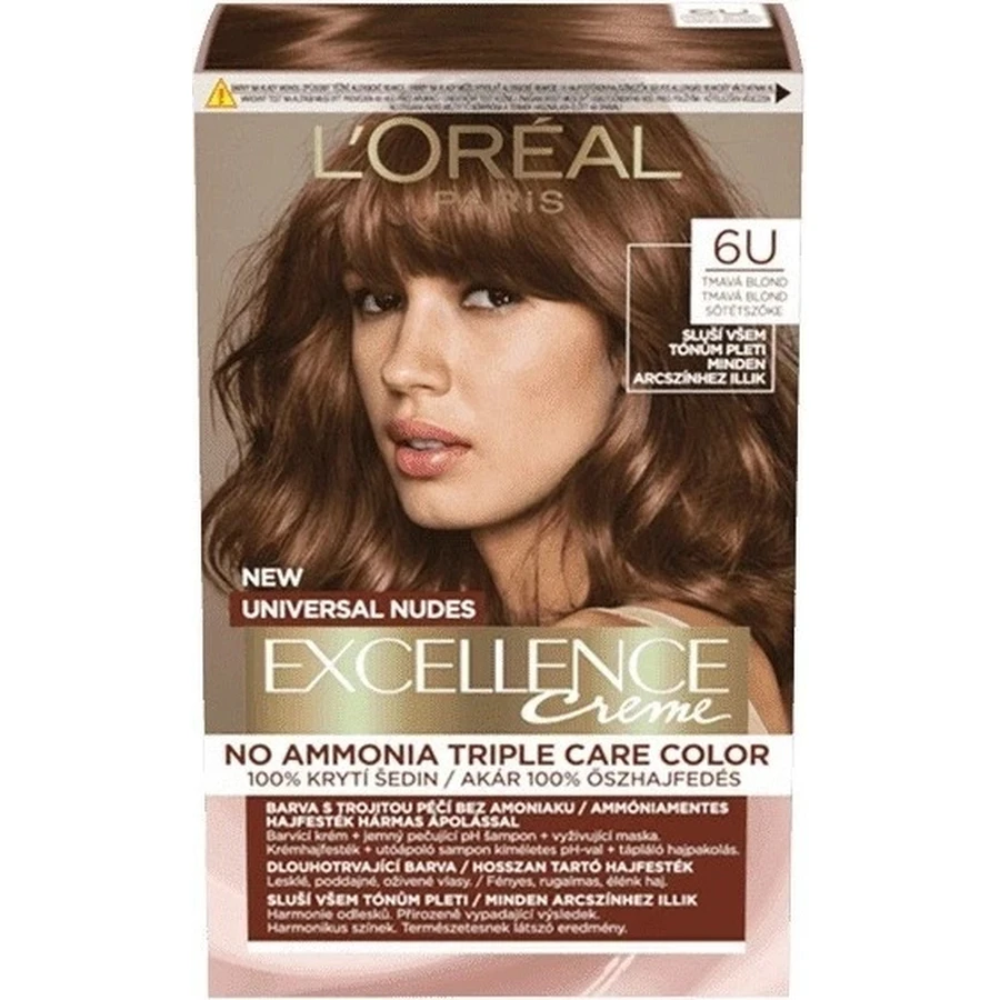 L'Oréal Paris Excellence Creme Universal Nudes перманентна фарба для волосся 6U Темний блонд 1×1 шт, колір волосся: ціни та характеристики