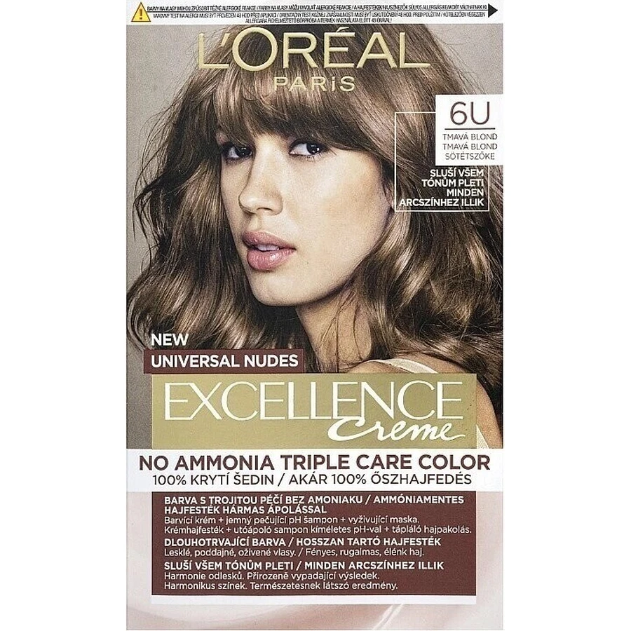L'Oréal Paris Excellence Creme Universal Nudes перманентна фарба для волосся 6U Темний блонд 1×1 шт, колір волосся: ціни та характеристики