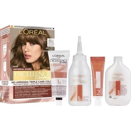L'Oréal Paris Excellence Creme Universal Nudes перманентна фарба для волосся 6U Темний блонд 1×1 шт, колір волосся: ціни та характеристики