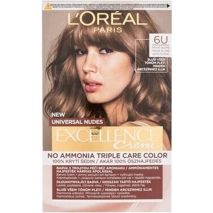 L'Oréal Paris Excellence Creme Universal Nudes перманентна фарба для волосся 6U Темний блонд 1×1 шт, колір волосся: ціни та характеристики