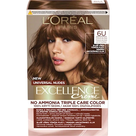 L'Oréal Paris Excellence Creme Universal Nudes перманентна фарба для волосся 6U Темний блонд 1×1 шт, колір волосся: ціни та характеристики
