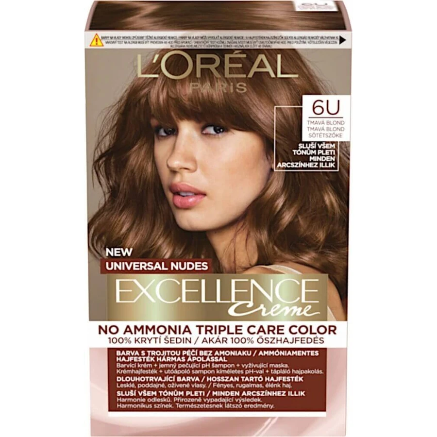 L'Oréal Paris Excellence Creme Universal Nudes перманентна фарба для волосся 6U Темний блонд 1×1 шт, колір волосся: ціни та характеристики