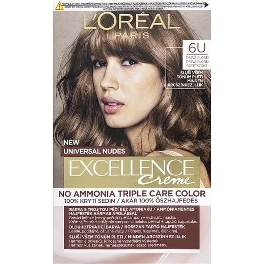 L'Oréal Paris Excellence Creme Universal Nudes перманентна фарба для волосся 6U Темний блонд 1×1 шт, колір волосся: ціни та характеристики