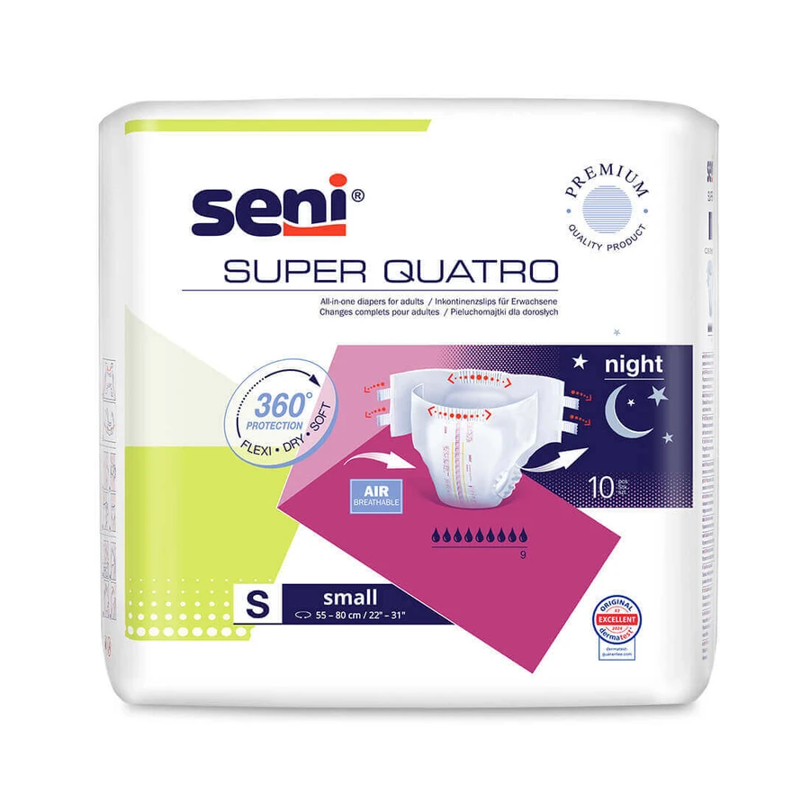 Seni Super Quatro, подгузники, маленькие, 55-80 см, 10 шт.: цены и характеристики