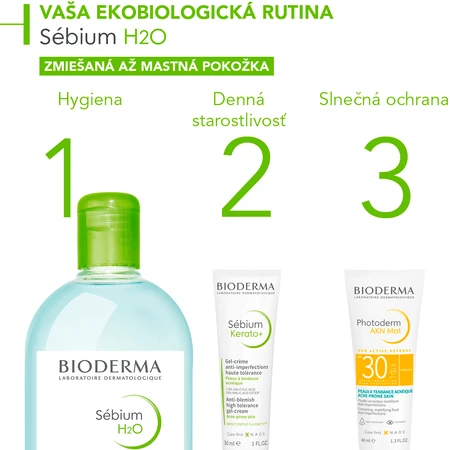 Міцелярна вода BioDerma Sébium H2O для жирної шкіри та акне 500 мл: ціни та характеристики