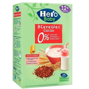 Детская каша 8 злаков и какао Hero Baby 8 Cereales Cocoa, c 12 месяцев, 340 г