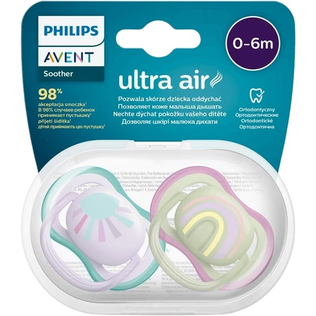 Philips Avent Ultra соска-пустушка 0-6м для дівчаток (райдуга) 2 шт.: ціни та характеристики