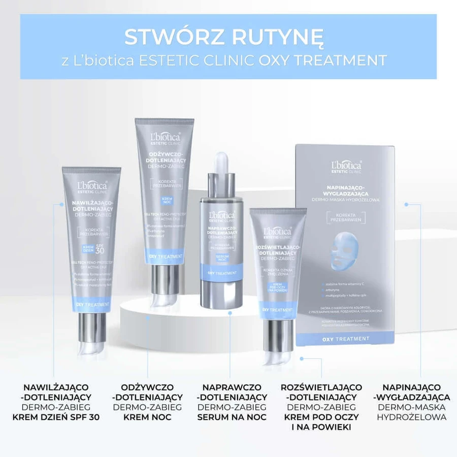 L biotica Estetic Clinic Oxy Treatment Освітлюючий та оксигенуючий дермотерапевтичний крем для шкіри навколо очей та повік, 15 мл: ціни та характеристики