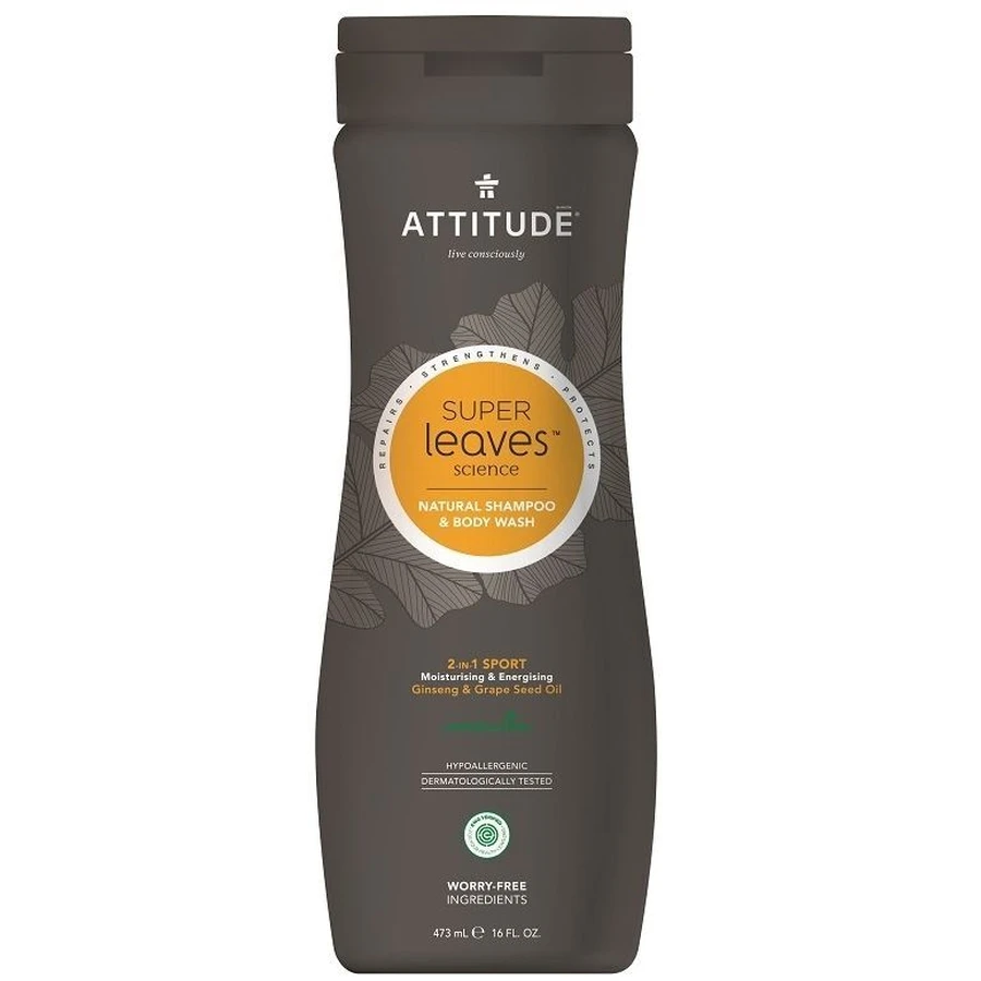 Attitude Чоловіче ампульне мило для тіла (2в1) Super Leaves з детоксикаційним ефектом, нормальне волосся 473 мл: ціни та характеристики