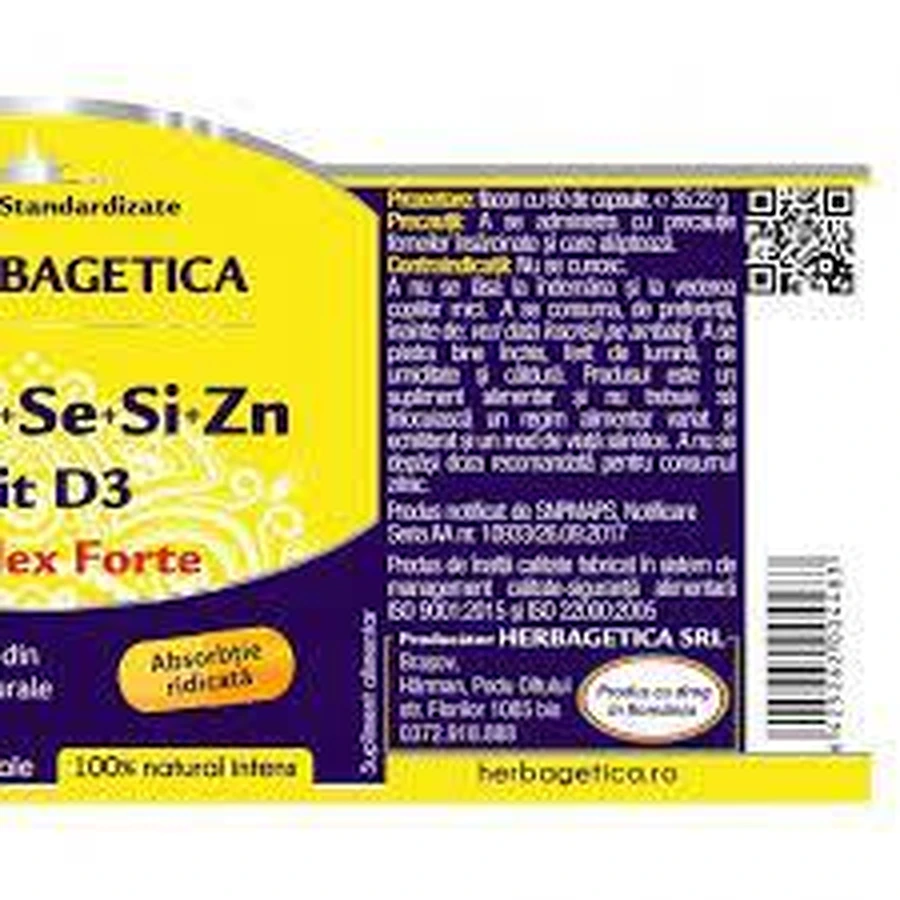 Ca+Mg+Se+Se+Si+Zn з вітаміном D3, 30 капсул, Herbagetica: ціни та характеристики
